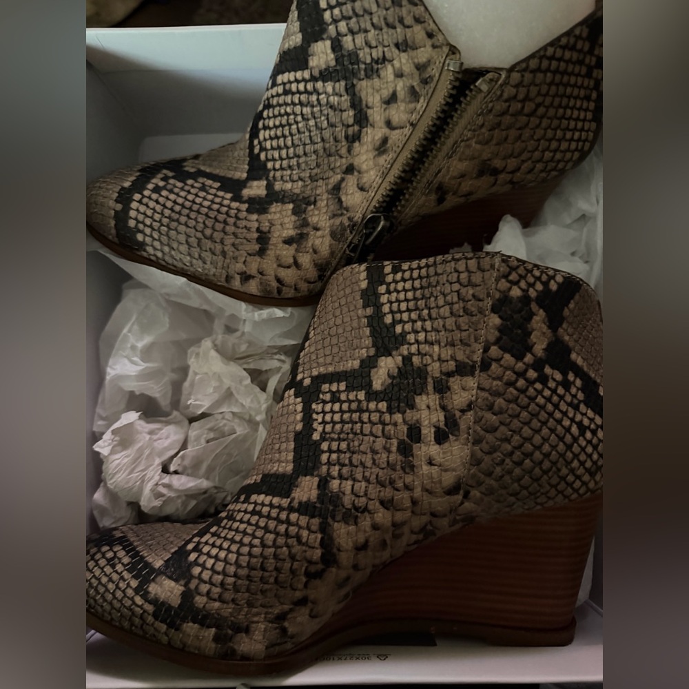 State Snakeskin Pattern Ankle Booties - image 1